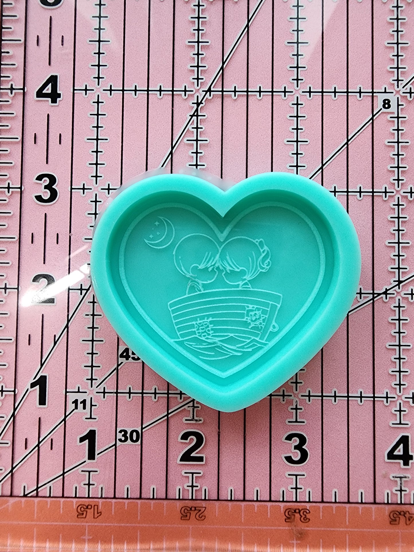 Couples Heart Valentine's Day Grippy Silicone Mold 2"