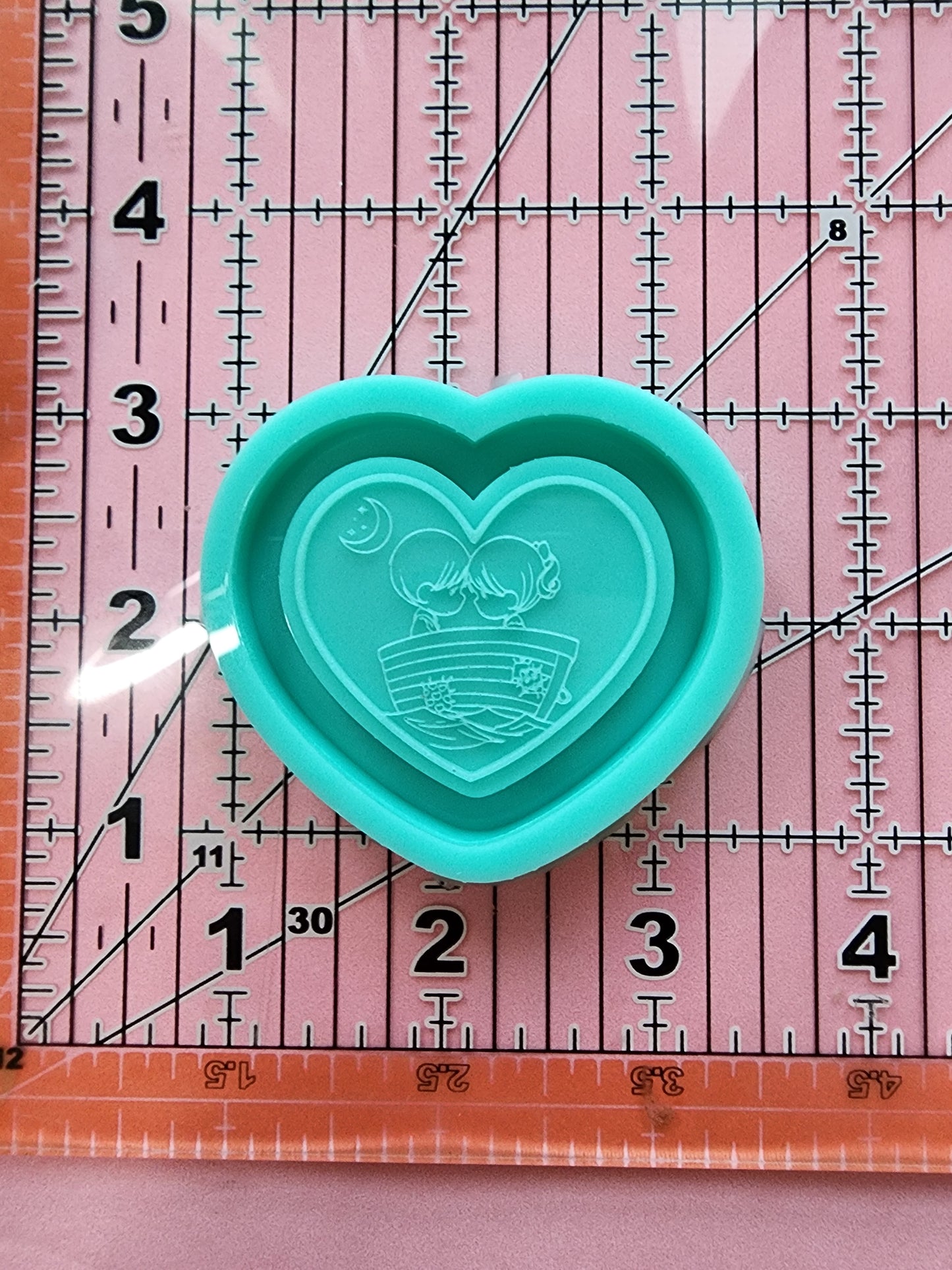 Couples Heart Valentine's Day Grippy Silicone Mold 2"