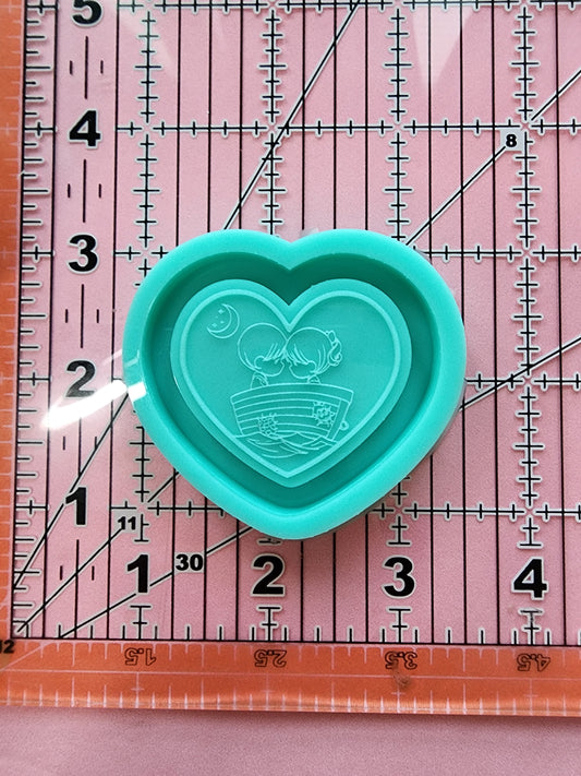 Couples Heart Valentine's Day Grippy Silicone Mold 2"