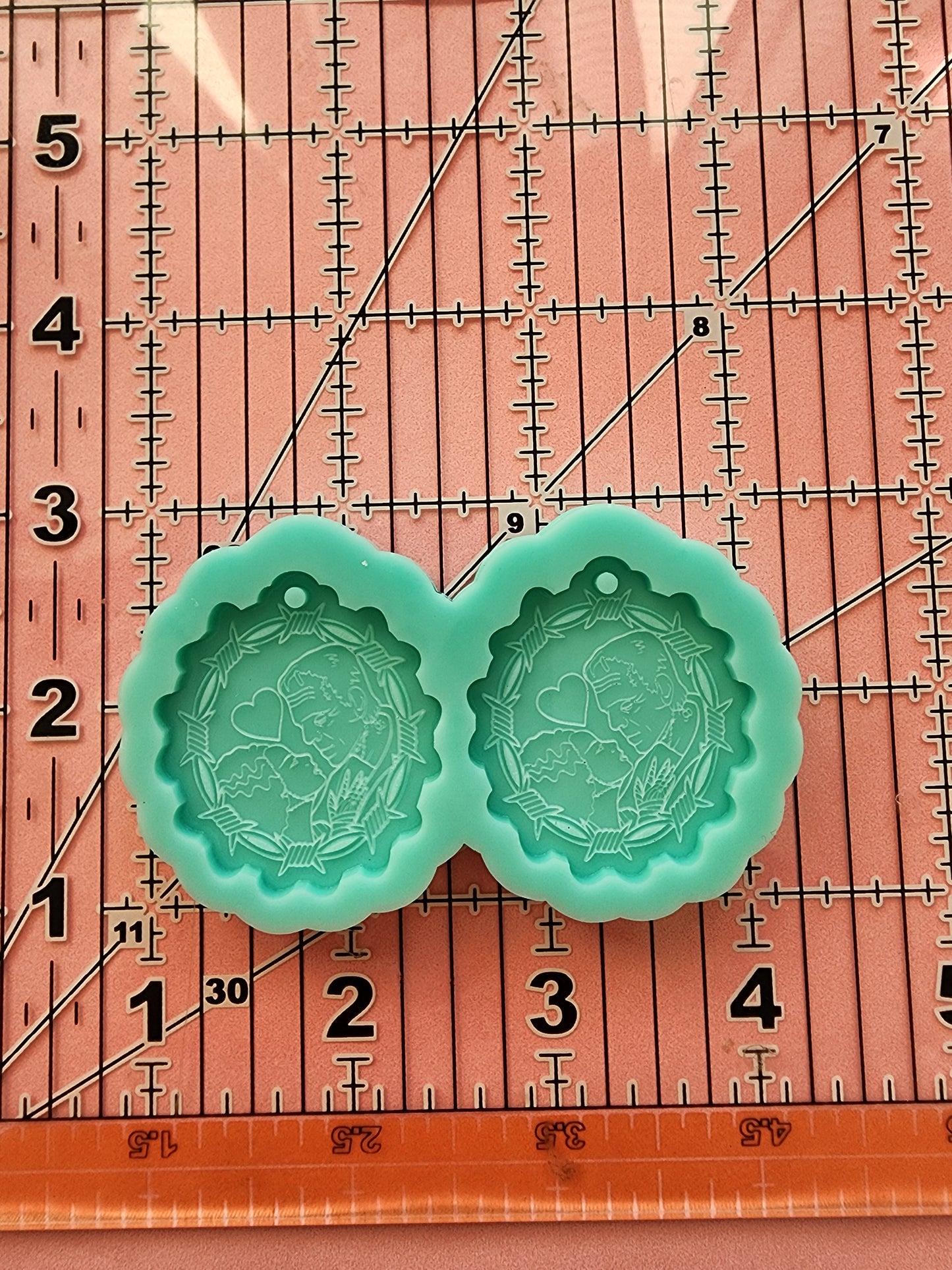 Valentine's Day Couples Heart Earrings Silicone Mold