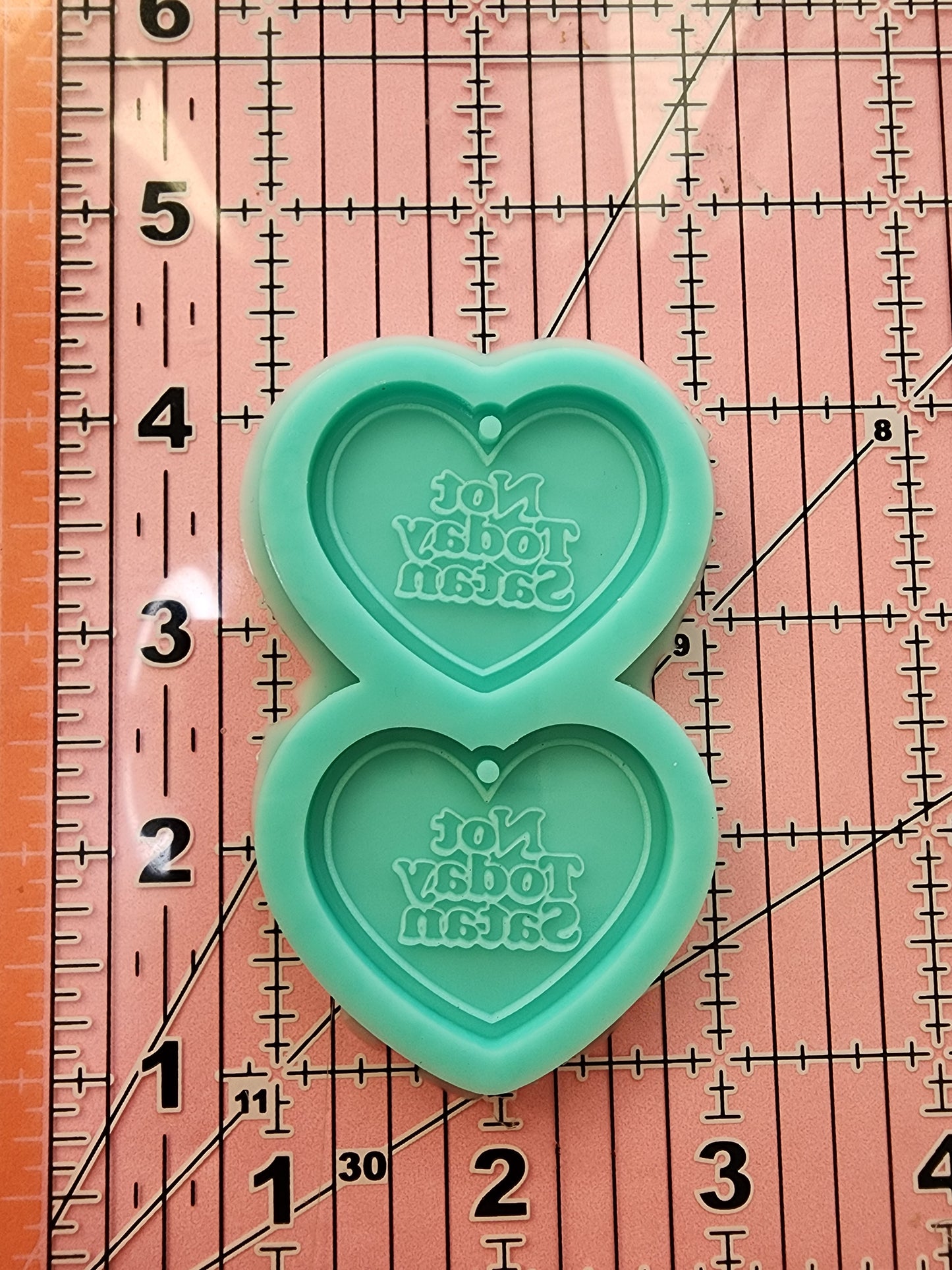 Heart "Not Today Satan"Earrings Silicone Mold